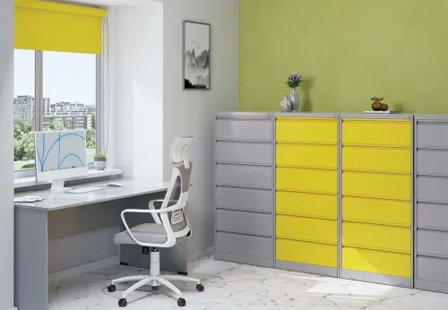 JP - 406 NEW kartotéka 6-zásuvková, 1320x600x623 mm, šedá/žlutá