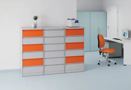 JP - 406 NEW kartotéka 6-zásuvková, 1320x600x623 mm, šedá/modrá