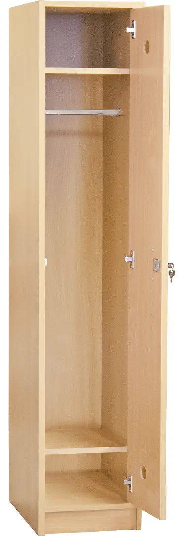 STL - 180 - 40 šatní skříň dřevěná, 1-dveřová, šatní tyč, 1800 x 400 x 500, sokl, ořech světlý