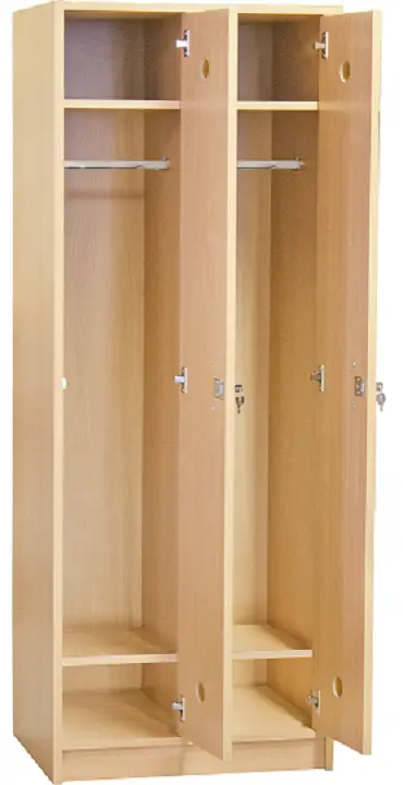 STL - 180 - 60 šatní skříň dřevěná, 2-dveřová, šatní tyč, 1800 x 600 x 500, sokl, korpus bílá/dveře pomeranč