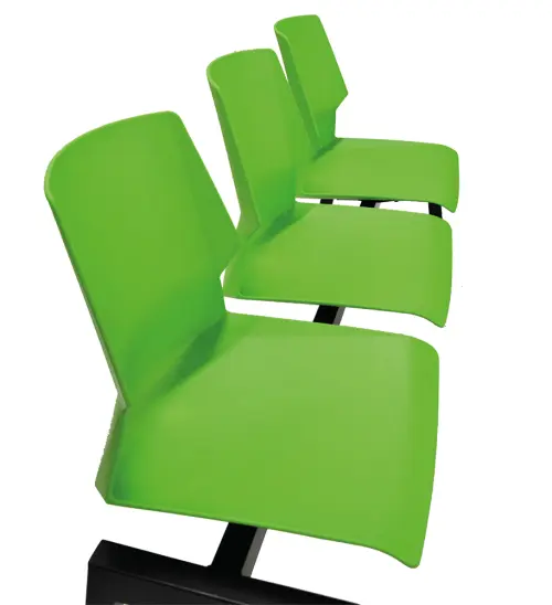 PRETTY 3, plastová lavice do čekárny, 3-sedák, světle šedá, kostra černá