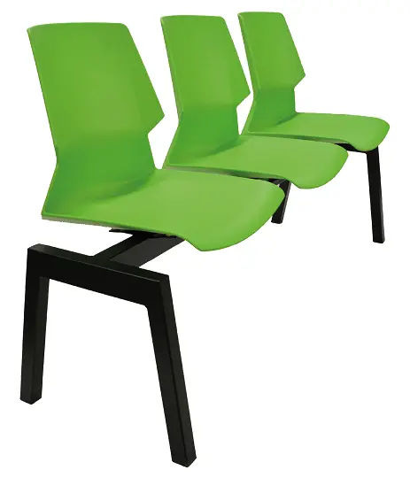 PRETTY 4, plastová lavice do čekárny, 4-sedák, světle modrá, kostra stříbrná