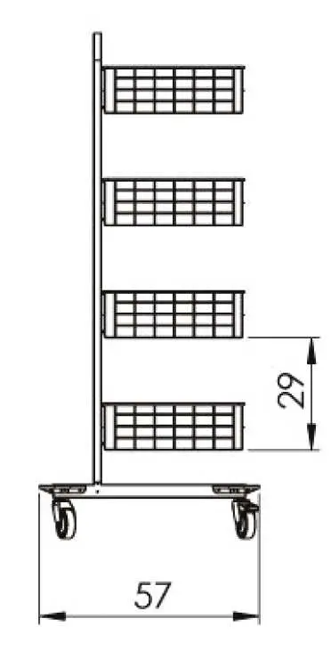MNS 10/4K vozík s drátěnými boxy