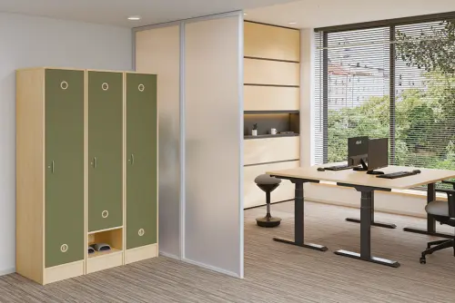 SLS - 61S šatní skříň dřevěná, 1-dveřová, háček, 1800 x 600 x 500, sokl, korpus buk royal/dveře jarní zeleň