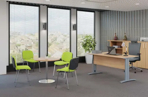 ALTAMIRA židle konferenční, kostra chrom, látka SUE 34 hráškově zelená