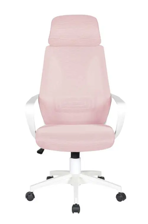 NOEMI - W židle kancelářská, bílá kostra, růžová
