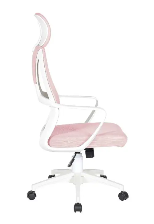NOEMI - W židle kancelářská, bílá kostra, růžová