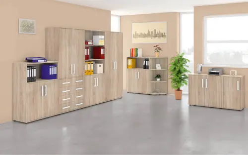 OZV 2 - 4 kancelářská skříň rohová, levá, 750x400x400, javor horský