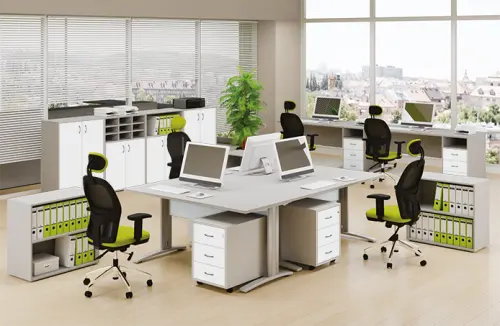 OZV 5 - 4 kancelářská skříň rohová, levá, 1800x400x400, třešeň šumavská