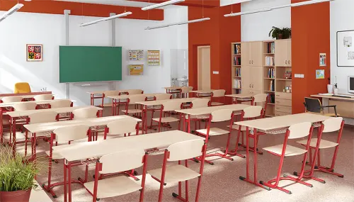 ŠTĚPÁN 2, lavice 2-místná pevná, velikost 2, koš RAL 1028 - žlutá