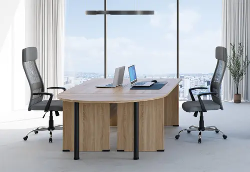 LKR 28 - 164 stůl kancelářský, rohový, levý, kovová podnož černá, deska 25 mm, široký 1600 mm, buk Royal