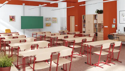 ŠTĚPÁN 2, lavice 2-místná pevná, velikost 5, koš RAL 3002 - červená