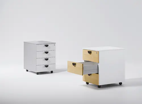 TK - 00 kontejner pojízdný, 3-zásuvkový, deska 18 mm, centrální zámek, třešeň šumavská