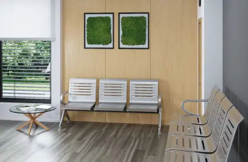 LINE 2, kovová lavice do čekárny, 2-sedák, stříbrná