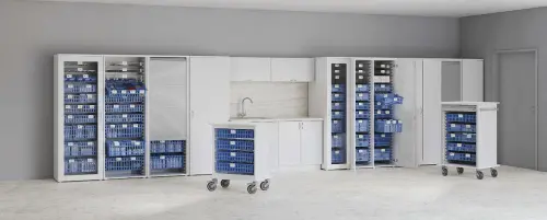 MEDICAL R - 66 skříň léková boxová, 1950 x 660 x 535, roletová, šedá