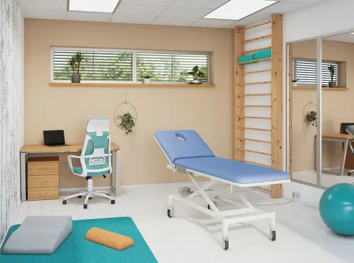 VLE - 001 lehátko elektricky stavitelné, světle modré