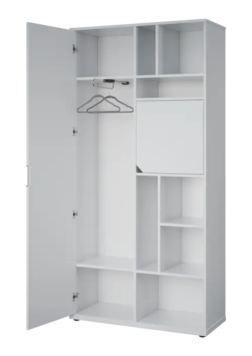 KSR6-82 L skříň šatní, 1x výsuvné ramínko, 4x dvířka, 2053x1022x400 mm, provedení levé, černá