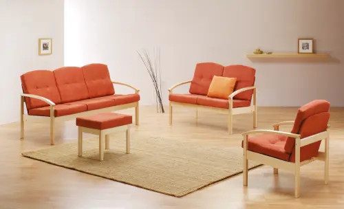 RO - 02 dvojkřeslo čalouněné koženkou Holy, dřevěné HOLY P1 - koženka meruňková