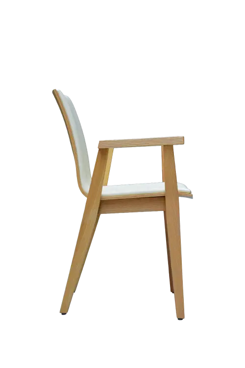 JOLLY židle jídelní čalouněná, rám masiv, ekokůže smetanová