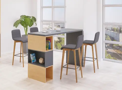 JBA - 1 stůl jednací zvýšený 1800x1100 mm, hloubka 600 mm lamino - bříza irská