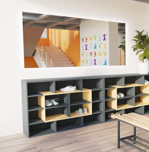 LSV 1 - 150 botník, 1500x350x900 mm lamino - šedá