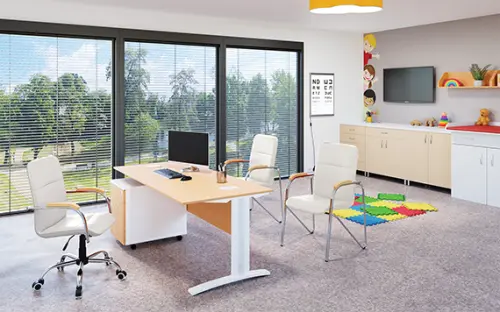 LAURA židle, koženka smetanová, područky buk