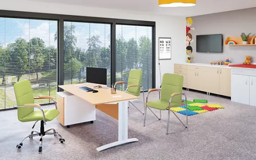 LAURA židle, koženka zelinkavá, područky buk