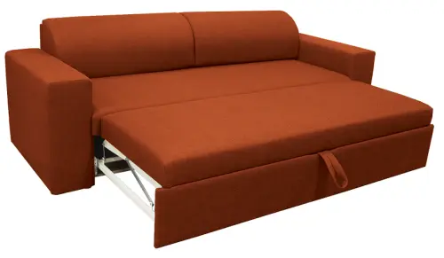 MALAGA rozložitelná pohovka, lamely HR, koženka OTO P 2 - koženka cihlová