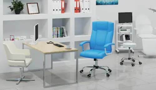 MALLORCA křeslo kancelářské, chrom kříž, kolečka uni, EKO-PU bílá