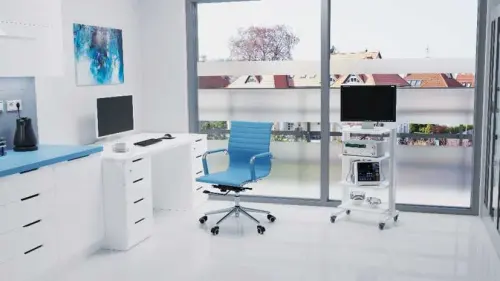 PARMA židle kancelářská, kříž chrom, ekokůže modrá