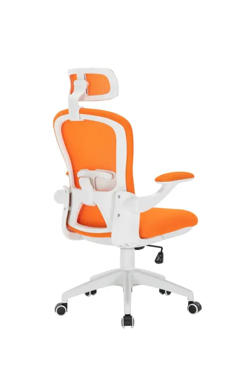 NAVI židle kancelářská, bílý plastový kříž, oranžová