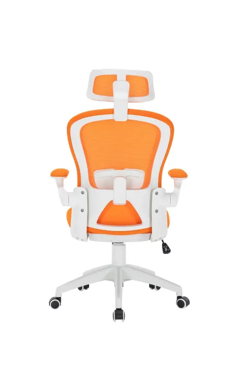 NAVI židle kancelářská, bílý plastový kříž, oranžová