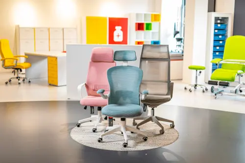 NAVI židle kancelářská, bílý plastový kříž, oranžová