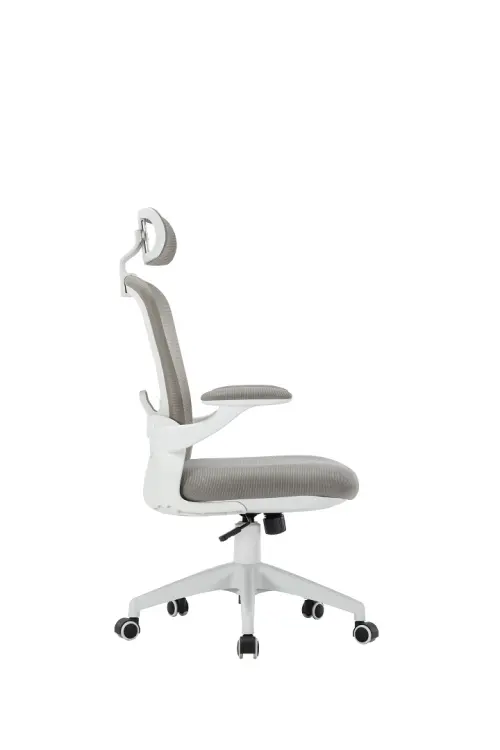 NAVI židle kancelářská, bílý plastový kříž, šedá