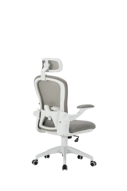 NAVI židle kancelářská, bílý plastový kříž, šedá