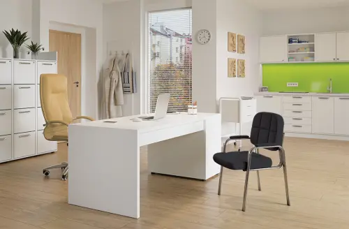 ANDY židle konferenční, kostra chrom, černá PU