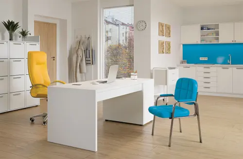 ANDY židle konferenční, kostra chrom, modrá PU