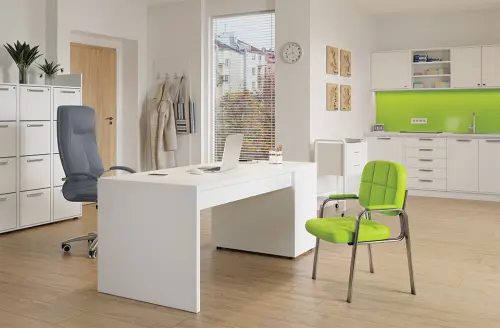 ANDY židle konferenční, kostra chrom, zelená PU