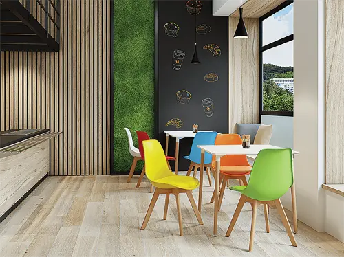 DINO židle konferenční, nohy buk, plast + sedák oranžový