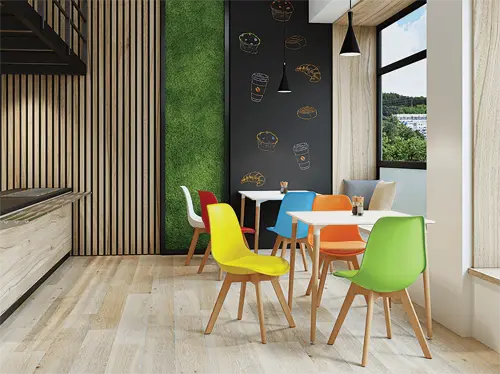 DINO židle konferenční, nohy buk, plast + sedák červený