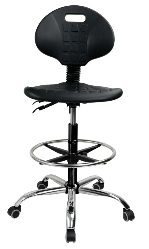 PUR 04 K židle provozní, kříž chrom, kruh chrom, kolečka na tvrdé podlahy