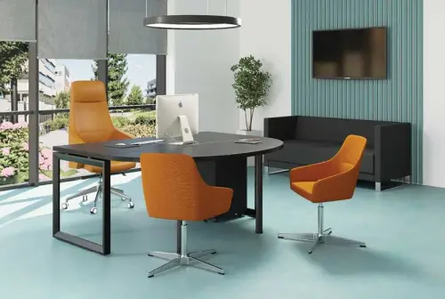 SELLY židle konferenční, látka modrá