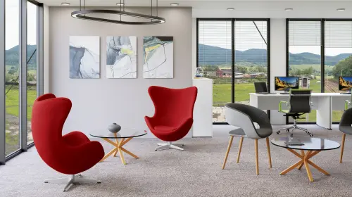 RELAX křeslo otočné, kříž ALU, látka červená