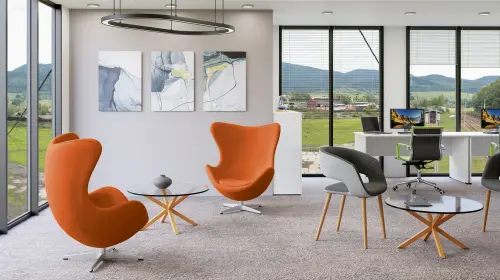 RELAX křeslo otočné, kříž ALU, látka oranžová