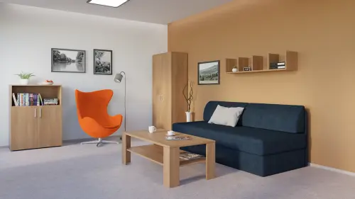 RELAX křeslo otočné, kříž ALU, látka oranžová