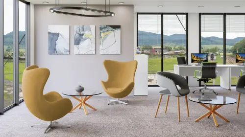 RELAX křeslo otočné, kříž ALU, látka okrová