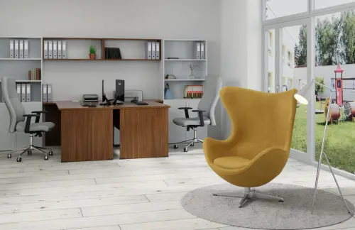 RELAX křeslo otočné, kříž ALU, látka okrová