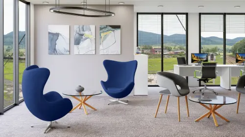 RELAX křeslo otočné, kříž ALU, látka modrá