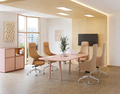 GRANADA křeslo kancelářské, kříž ALU, kůže cappuccino