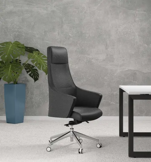 GRANADA křeslo kancelářské, kříž ALU, kůže černá